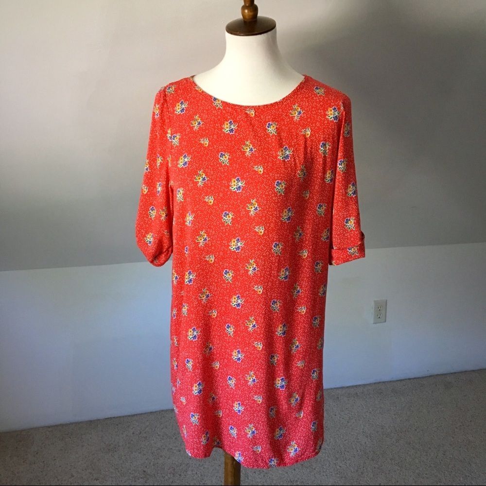 Cherry Red Floral T-Shirt Slip Dress Tunic